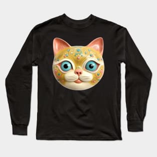 Retro Kitschy Cat Heads Long Sleeve T-Shirt